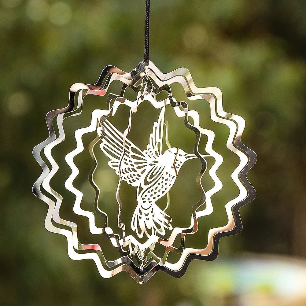 Storazone Tree of Life Wind Spinner Catcher 3D Rotating Pendant Flowing-Light Effect Mirror Reflection Design Garden Outdoor Hanging Decor