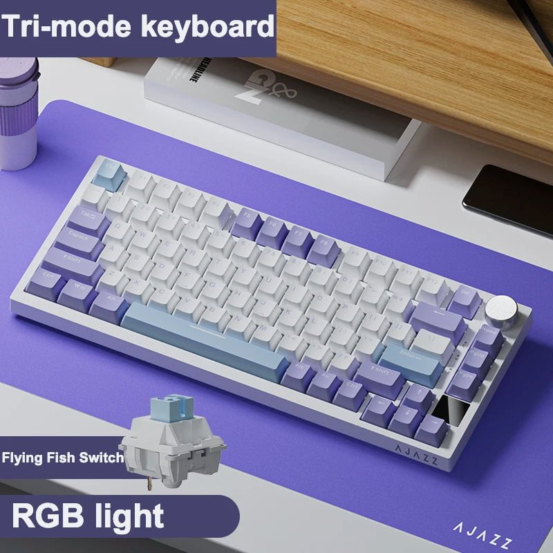 Storazone Tri-mode keyboard / CHINA Ajazz Ak820 RGB Tri-Mode Gaming Mechanical Keyboard 82 Key Bluetooth 2.4GHz Wireless Gamer Keyboard Custom Gasket for Pc Laptop