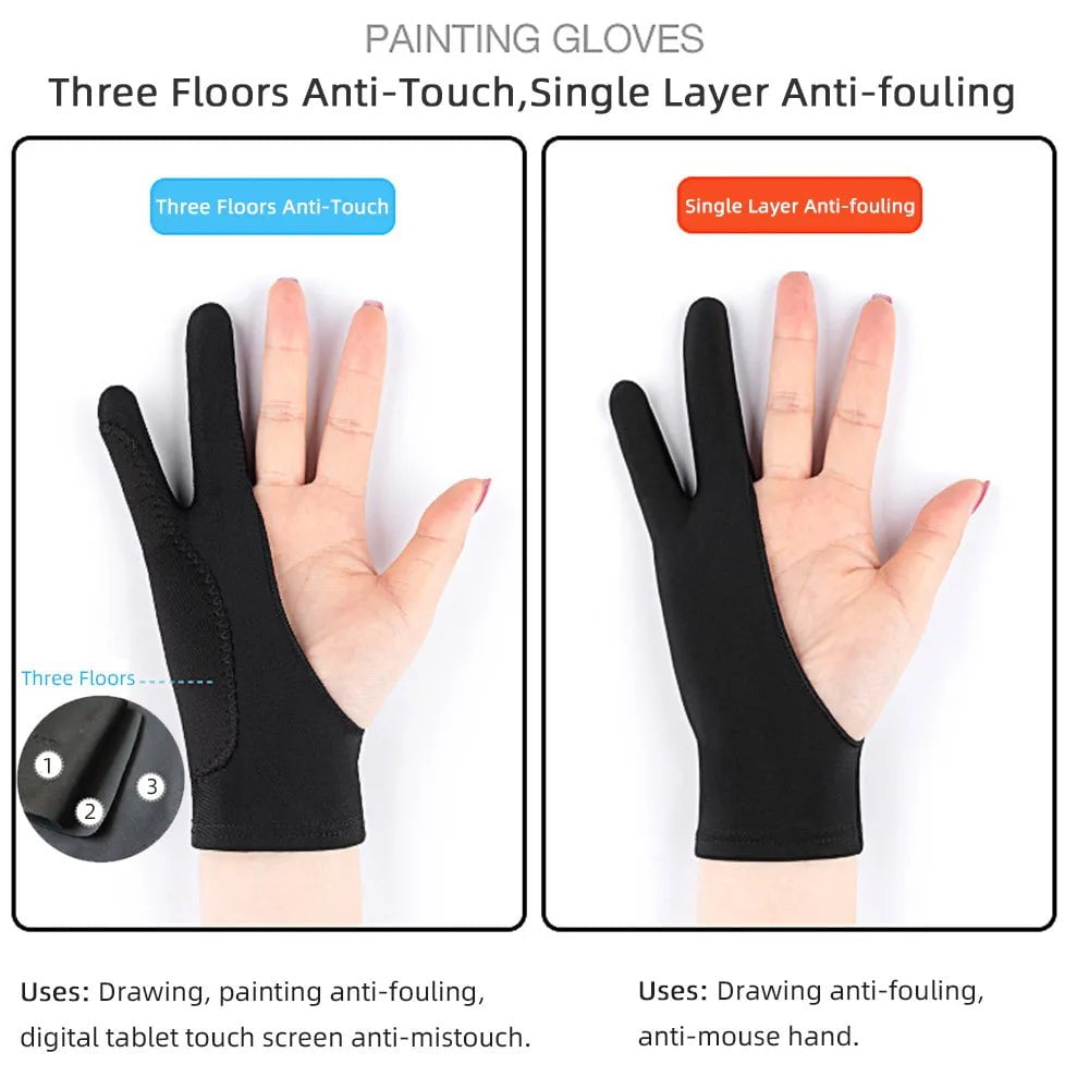 Storazone Two-finger Painting Gloves Anti-touch Anti-pollution Anti-dirty, Right And Left Hand Glove,for IPad Tablet Touch Screen Drawing