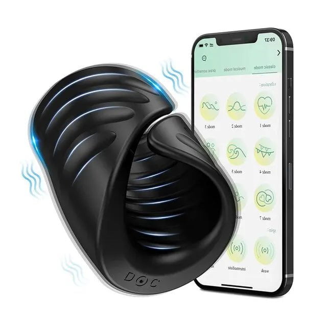 Storazone Type A- Black Male Masturbator Penis Training Glans Trainer Stimulator Vibrator with APP Control Delay Cock Ring Glans Trainer for Men