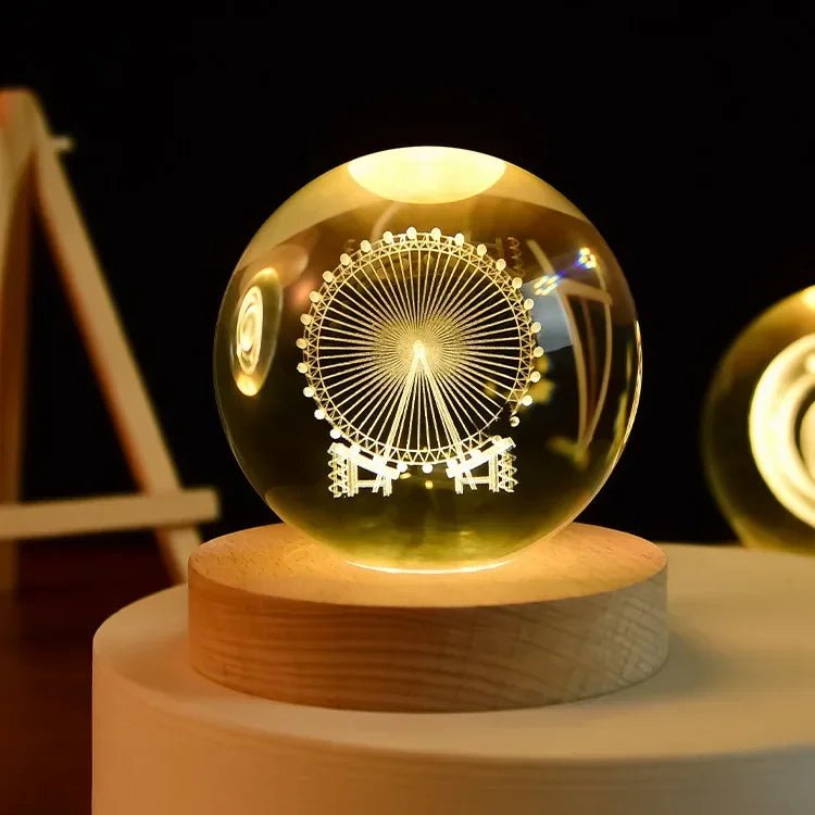 Storazone Type A / Color Light Base 3D Crystal ball Crystal Planet Laser Engraved Solar System Globe Astronomy Gift Birthday Gift Glass Sphere Home Decoration