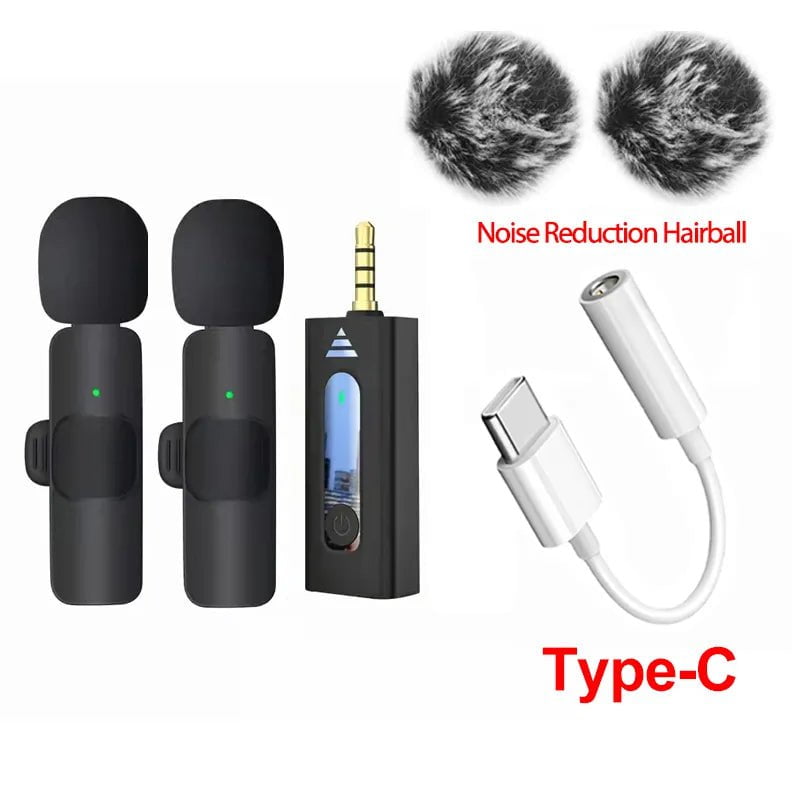 Storazone Type-C 2Hairball Wireless 3.5mm Lavalier Lapel Microphone Omnidirectional Condenser Mic for Camera Speaker Smartphone,Recording Mic for Youtube
