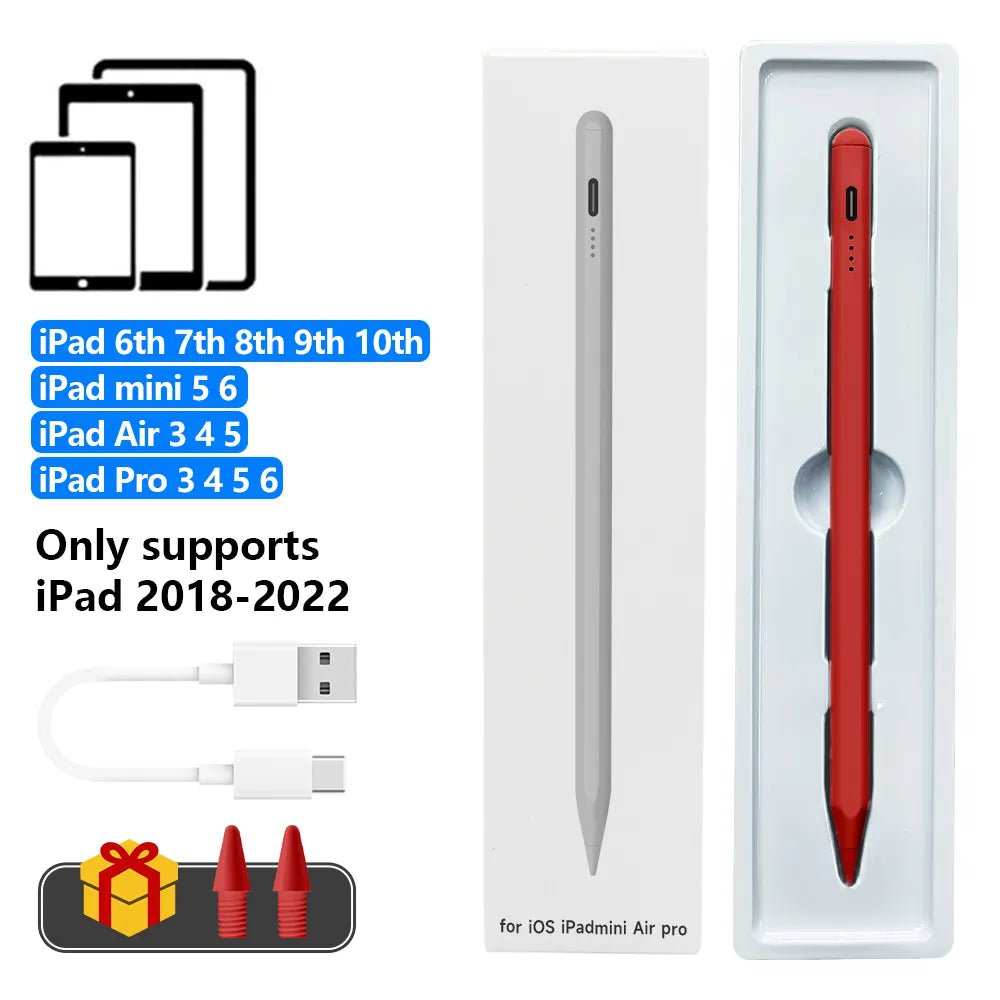 Storazone Type c red For iPad Pencil Palm Rejection Stylus Apple Pencil Pen For iPad Accessories Pro Air Mini Note-taking Pen 1 2 Generation