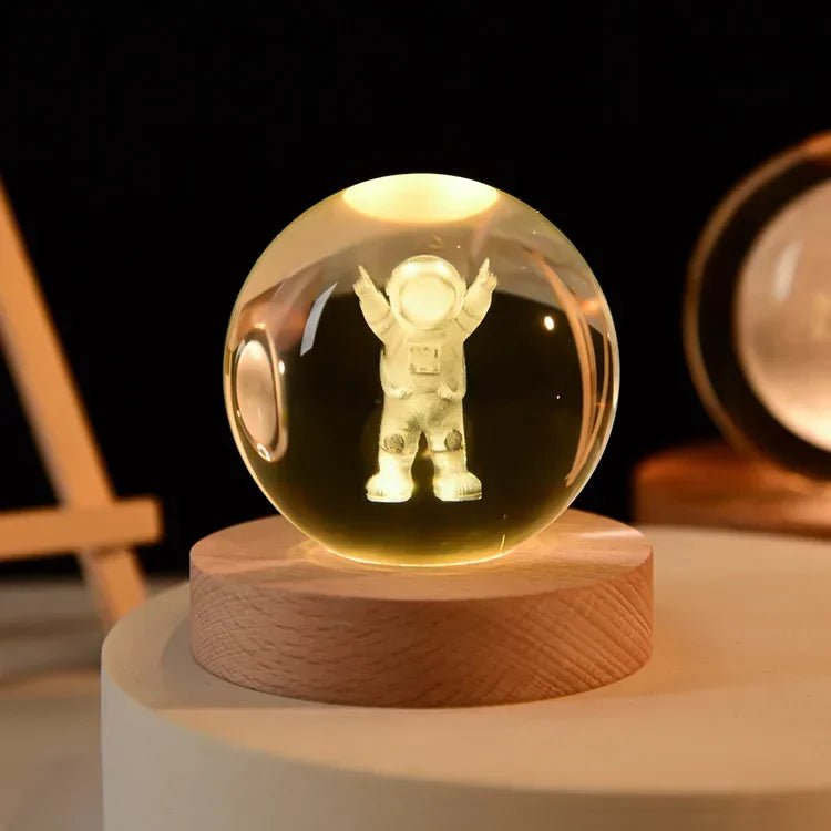 Storazone Type D / Color Light Base 3D Crystal ball Crystal Planet Laser Engraved Solar System Globe Astronomy Gift Birthday Gift Glass Sphere Home Decoration