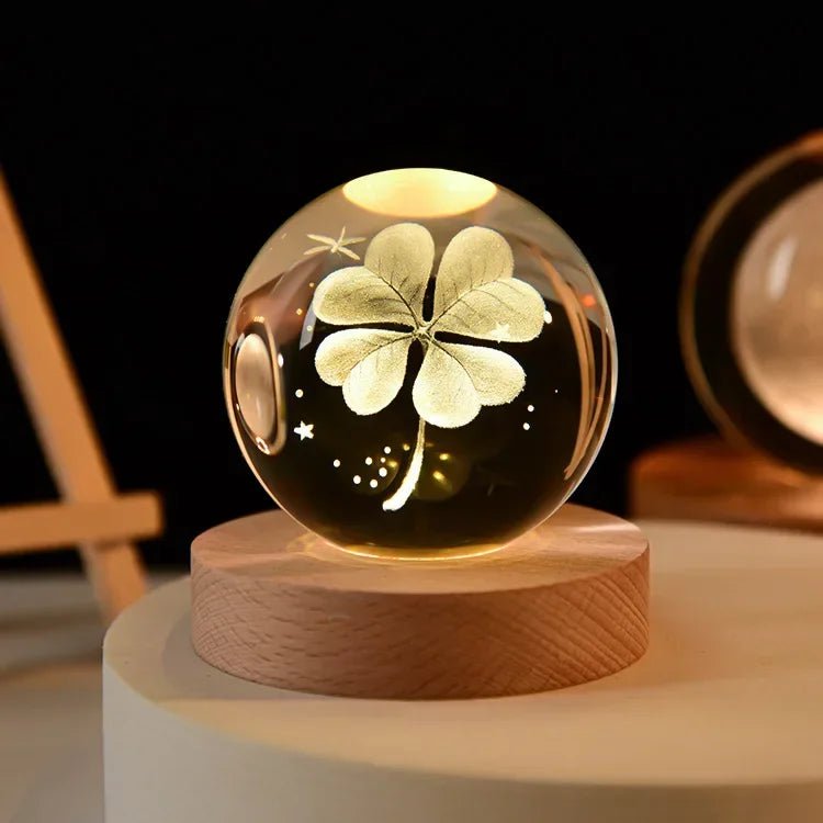 Storazone Type E / Color Light Base 3D Crystal ball Crystal Planet Laser Engraved Solar System Globe Astronomy Gift Birthday Gift Glass Sphere Home Decoration