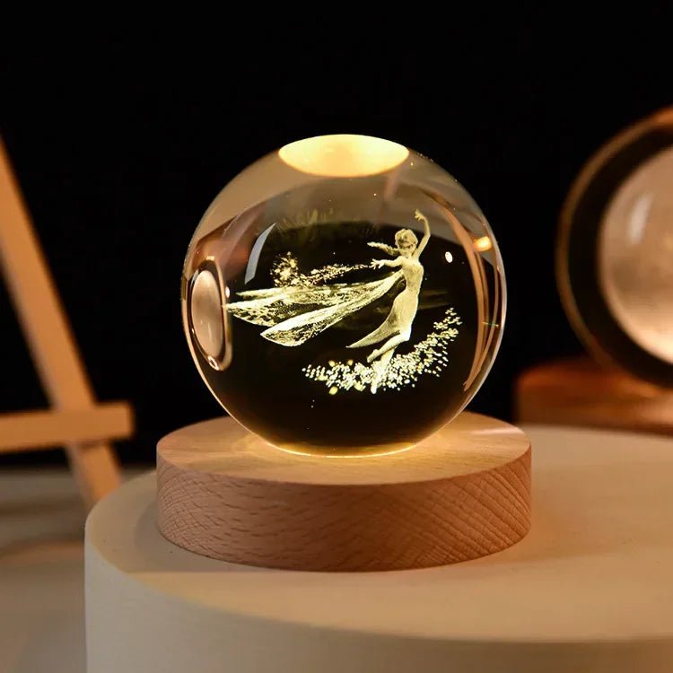 Storazone Type F / Color Light Base 3D Crystal ball Crystal Planet Laser Engraved Solar System Globe Astronomy Gift Birthday Gift Glass Sphere Home Decoration