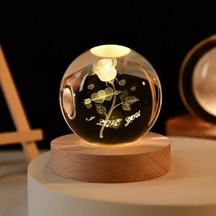 Storazone Type G / Color Light Base 3D Crystal ball Crystal Planet Laser Engraved Solar System Globe Astronomy Gift Birthday Gift Glass Sphere Home Decoration