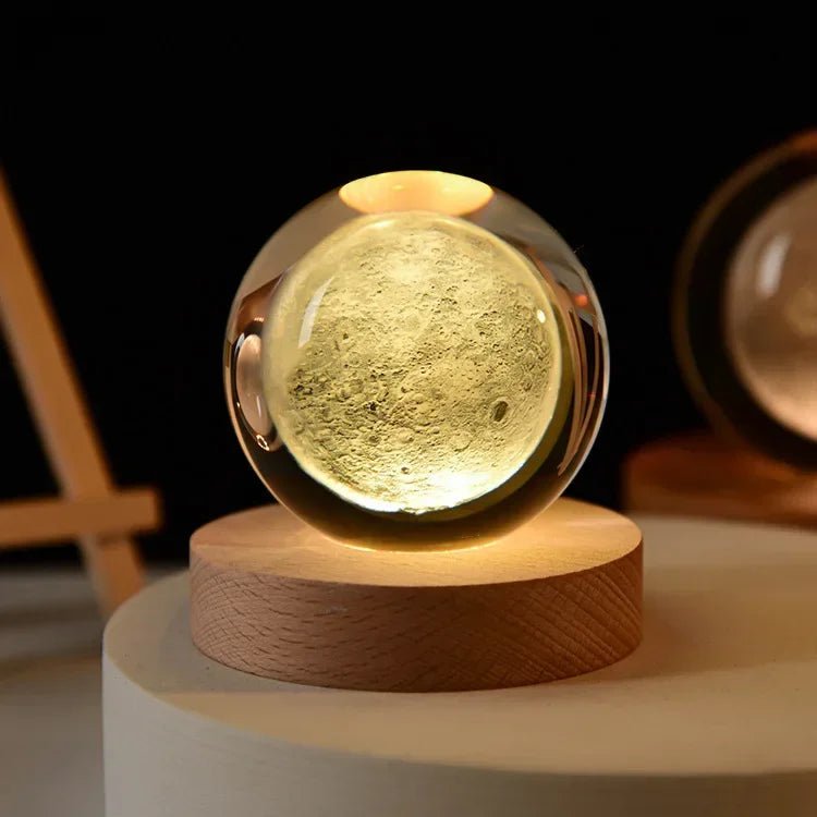 Storazone Type L / Color Light Base 3D Crystal ball Crystal Planet Laser Engraved Solar System Globe Astronomy Gift Birthday Gift Glass Sphere Home Decoration