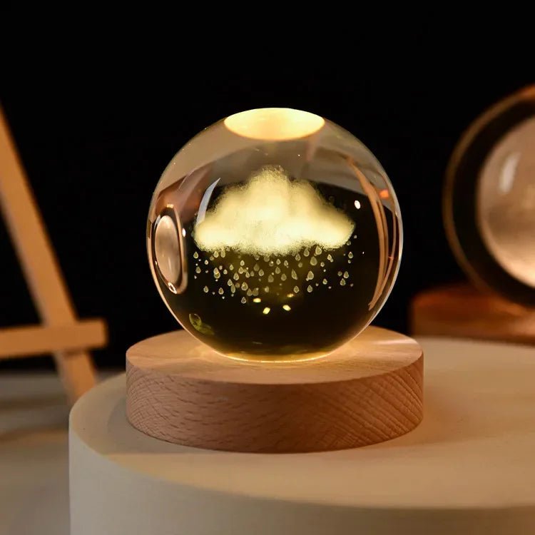 Storazone Type N / Color Light Base 3D Crystal ball Crystal Planet Laser Engraved Solar System Globe Astronomy Gift Birthday Gift Glass Sphere Home Decoration