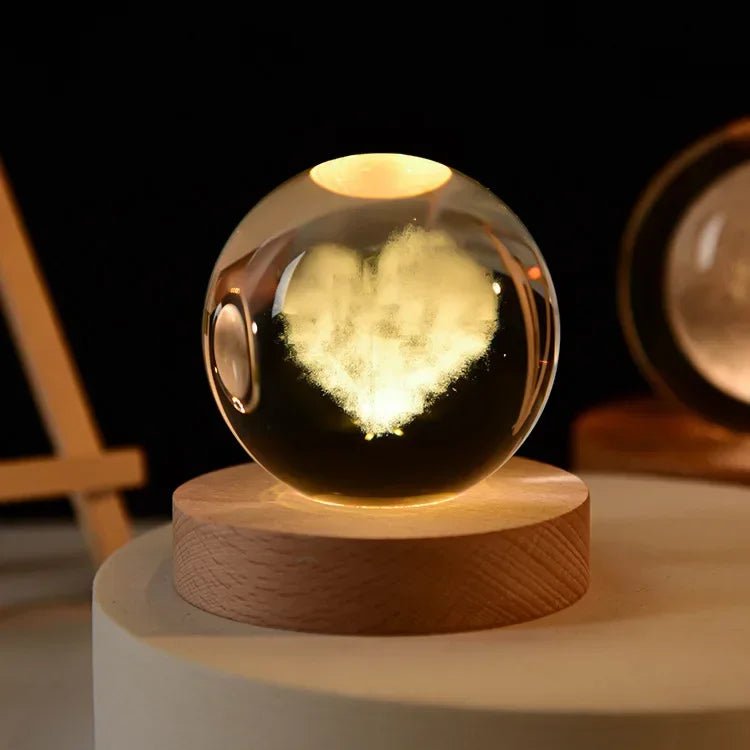 Storazone Type O / Color Light Base 3D Crystal ball Crystal Planet Laser Engraved Solar System Globe Astronomy Gift Birthday Gift Glass Sphere Home Decoration