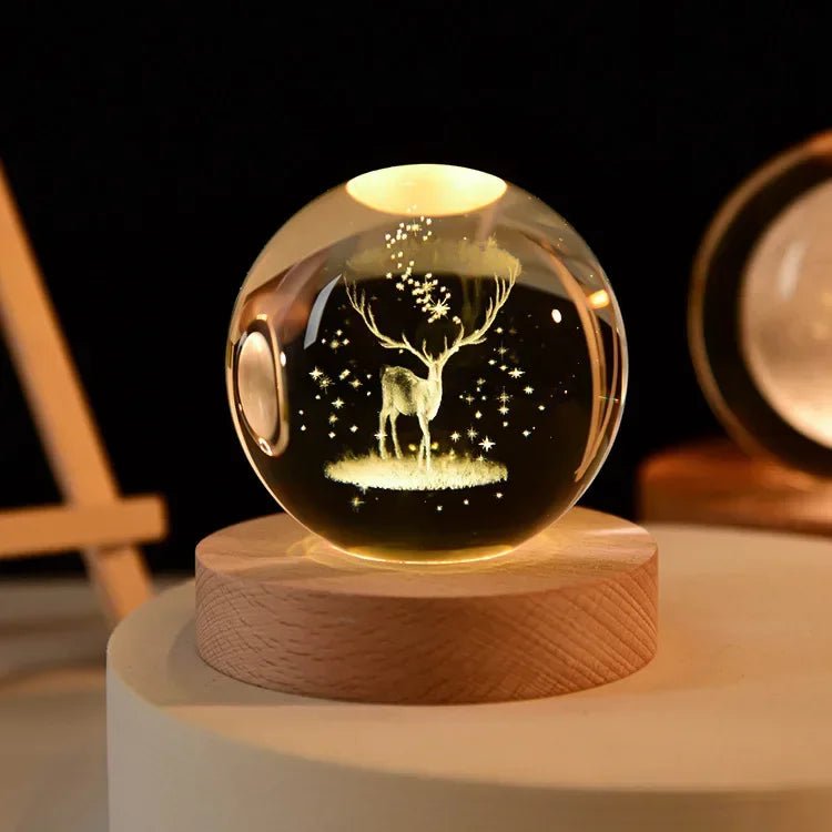 Storazone Type Q / Color Light Base 3D Crystal ball Crystal Planet Laser Engraved Solar System Globe Astronomy Gift Birthday Gift Glass Sphere Home Decoration