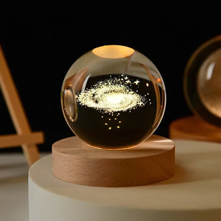 Storazone Type R / Color Light Base 3D Crystal ball Crystal Planet Laser Engraved Solar System Globe Astronomy Gift Birthday Gift Glass Sphere Home Decoration