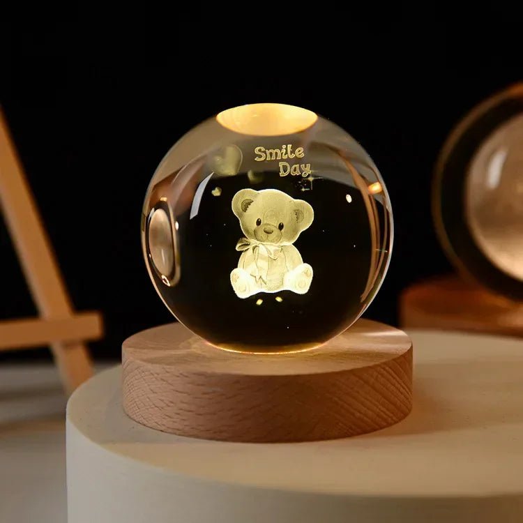 Storazone Type S / Color Light Base 3D Crystal ball Crystal Planet Laser Engraved Solar System Globe Astronomy Gift Birthday Gift Glass Sphere Home Decoration