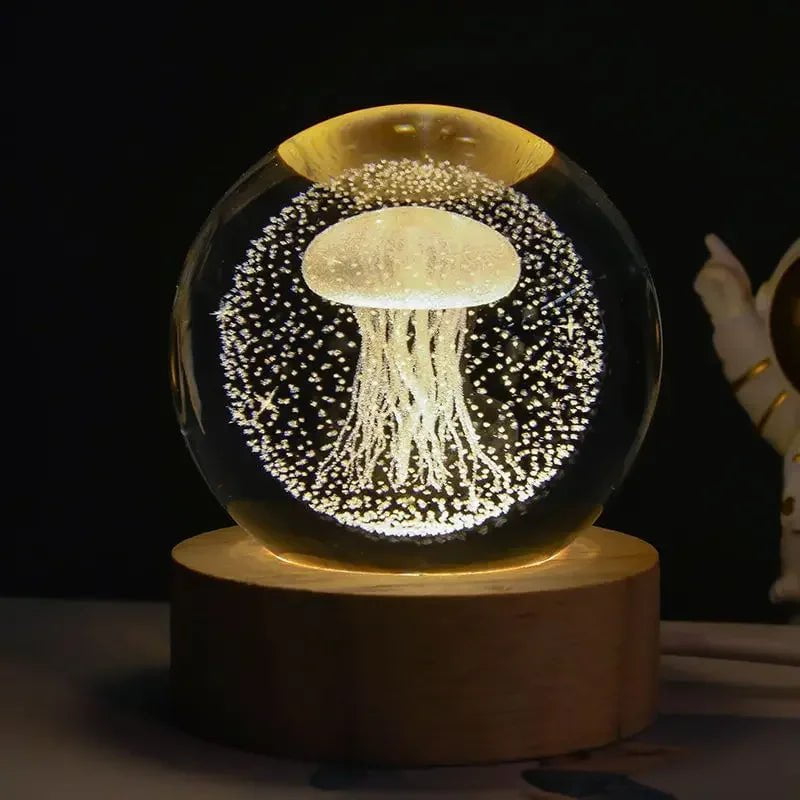 Storazone Type U / Color Light Base 3D Crystal ball Crystal Planet Laser Engraved Solar System Globe Astronomy Gift Birthday Gift Glass Sphere Home Decoration
