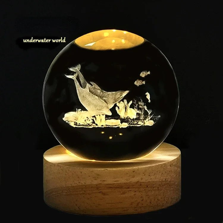Storazone Type Y / Color Light Base 3D Crystal ball Crystal Planet Laser Engraved Solar System Globe Astronomy Gift Birthday Gift Glass Sphere Home Decoration