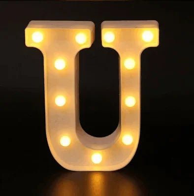 Storazone U / 22cm Decorative Letters Alphabet Letter LED Lights Luminous Number Lamp Decoration Battery Night Light Party Baby Bedroom Decoration.