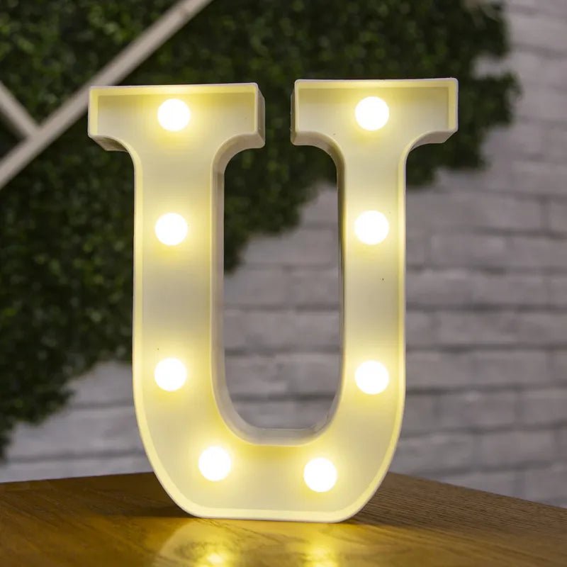 Storazone U / 22cm Luxury Alphabet Letter LED Lights Luminous Number Lamp  Battery Night Light for Home Wedding Birthday Christmas Party Decoration