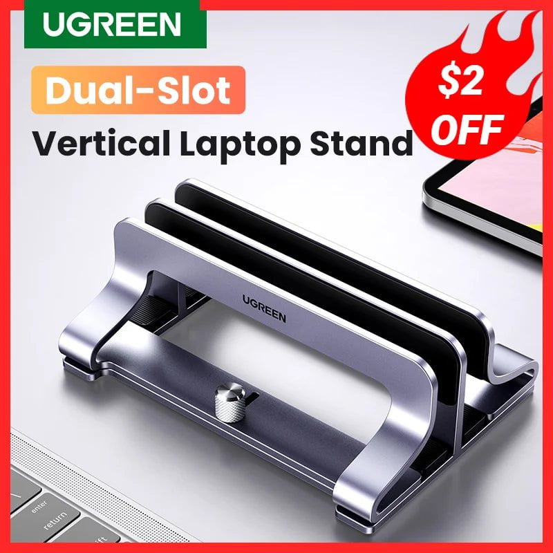 Storazone UGREEN Vertical Laptop Stand Holder Foldable Aluminum Notebook Stand Laptop Tablet Stand Support For Macbook Air Pro PC 17 inch