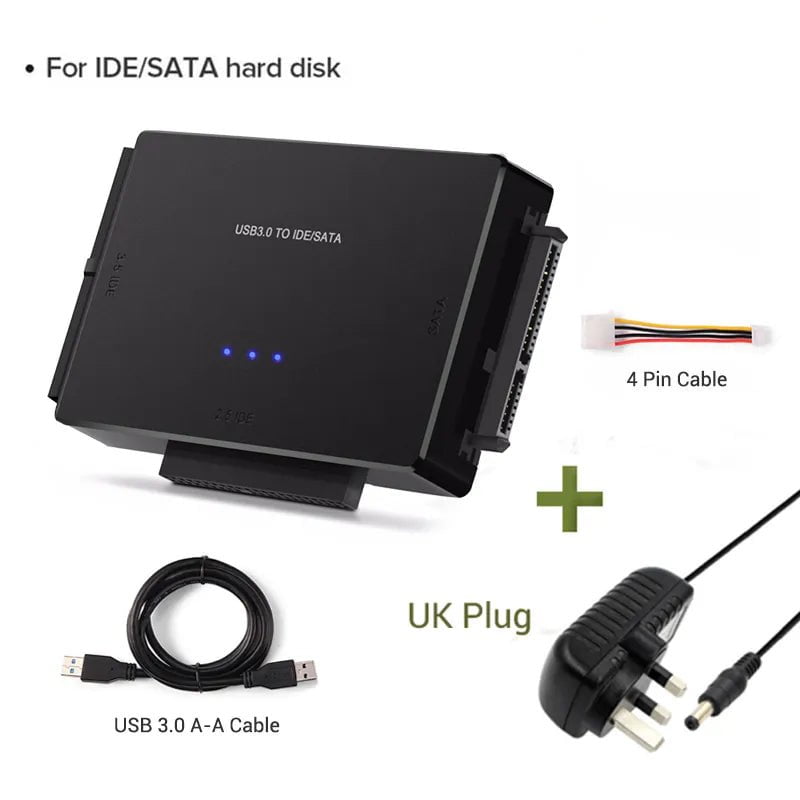 Storazone UK Adapter / 100cm USB 3.0 to SATA IDE Hard Disk Adapter Converter Cable for 3.5 2.5 inch HDD/SSD CD DVD ROM CD-RW 3 in 1 IDE SATA Adapter