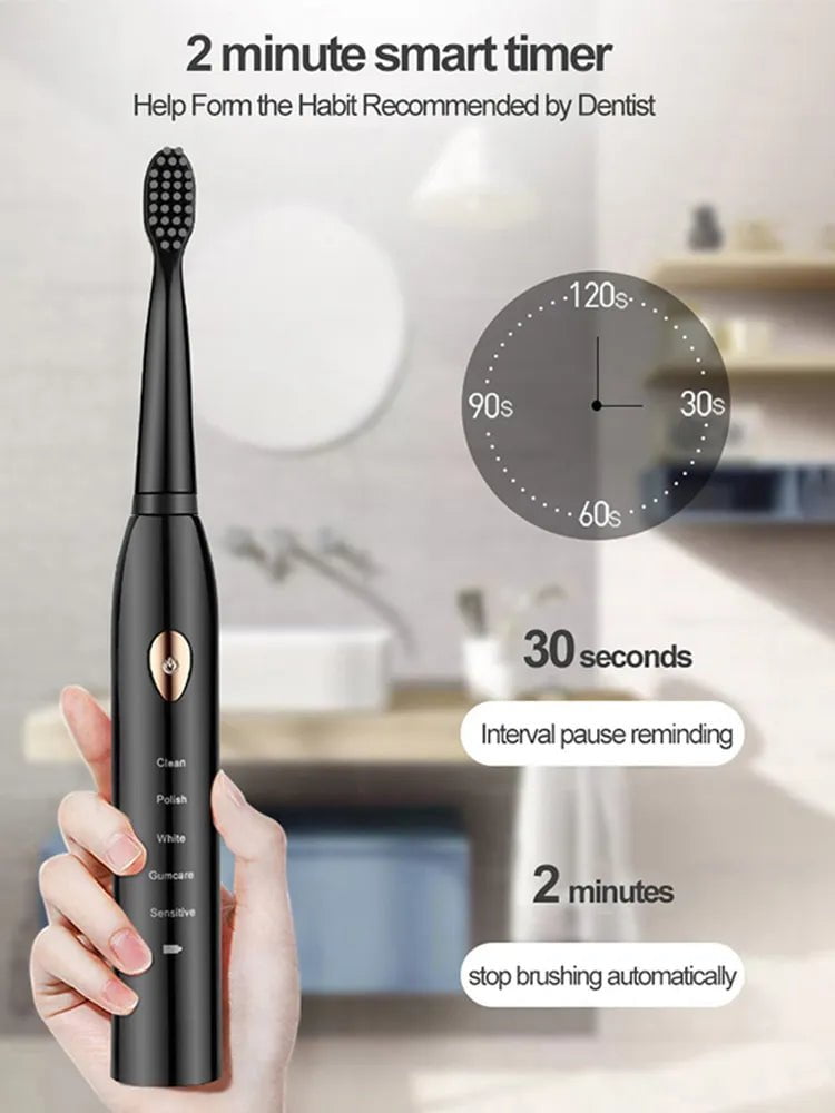 Storazone Ultrasonic Sonic Electric Toothbrush For Adult Rechargeable Tooth Brushes Washable Electronic Whitening Teeth Brush Timer Brush