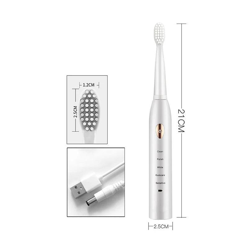 Storazone Ultrasonic Sonic Electric Toothbrush For Adult Rechargeable Tooth Brushes Washable Electronic Whitening Teeth Brush Timer Brush