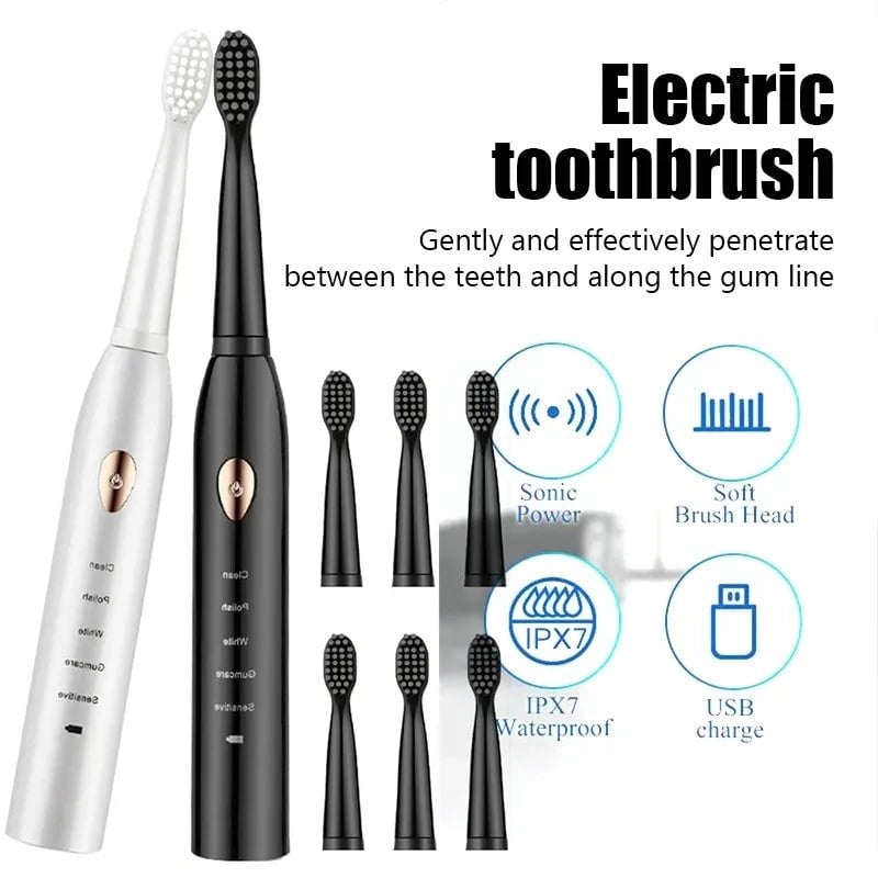 Storazone Ultrasonic Sonic Electric Toothbrush For Adult Rechargeable Tooth Brushes Washable Electronic Whitening Teeth Brush Timer Brush