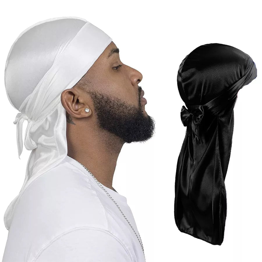 Storazone Unisex Silky Durags Bandanas Turban Hat Wigs Doo Men Satin Durag Biker Headwear Headband Hair Accessories Extra Long Tail Du-Rag