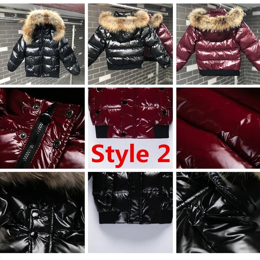 Storazone Unisex winter coat down jacket for boys clothes 2-14 y children's clothing thicken outerwear & coats with nature fur parka kids