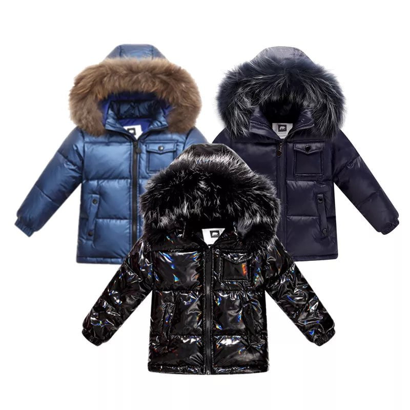 Storazone Unisex winter coat down jacket for boys clothes 2-14 y children's clothing thicken outerwear & coats with nature fur parka kids