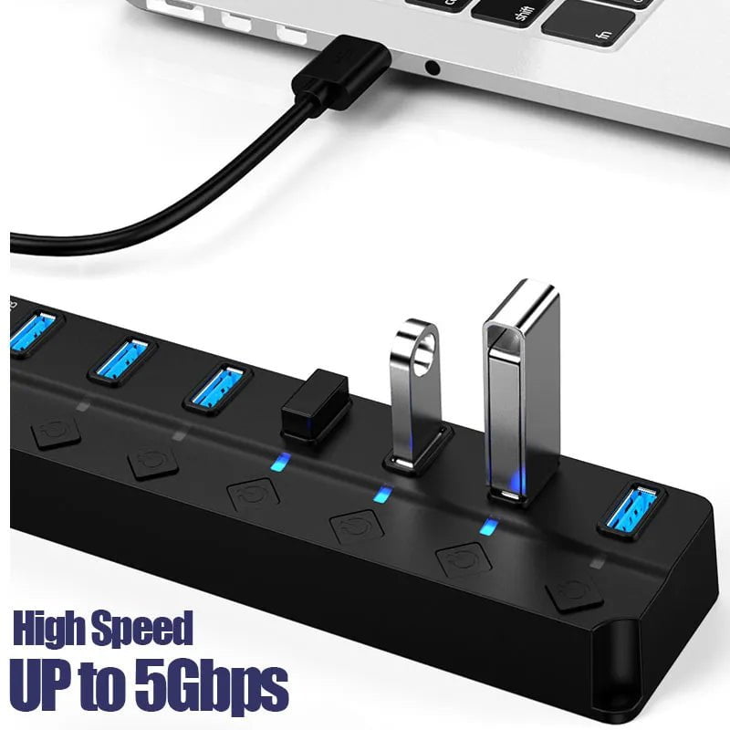 Storazone USB 3.0 Power Adapter 4/7 Port Multi USB Splitter Hub USB Hub 2.0 USB Multiple Expander Switch 30CM Cable Hub Docking Stations