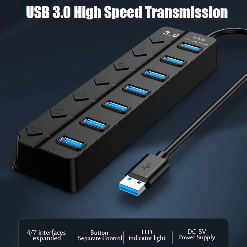 Storazone USB 3.0 Power Adapter 4/7 Port Multi USB Splitter Hub USB Hub 2.0 USB Multiple Expander Switch 30CM Cable Hub Docking Stations