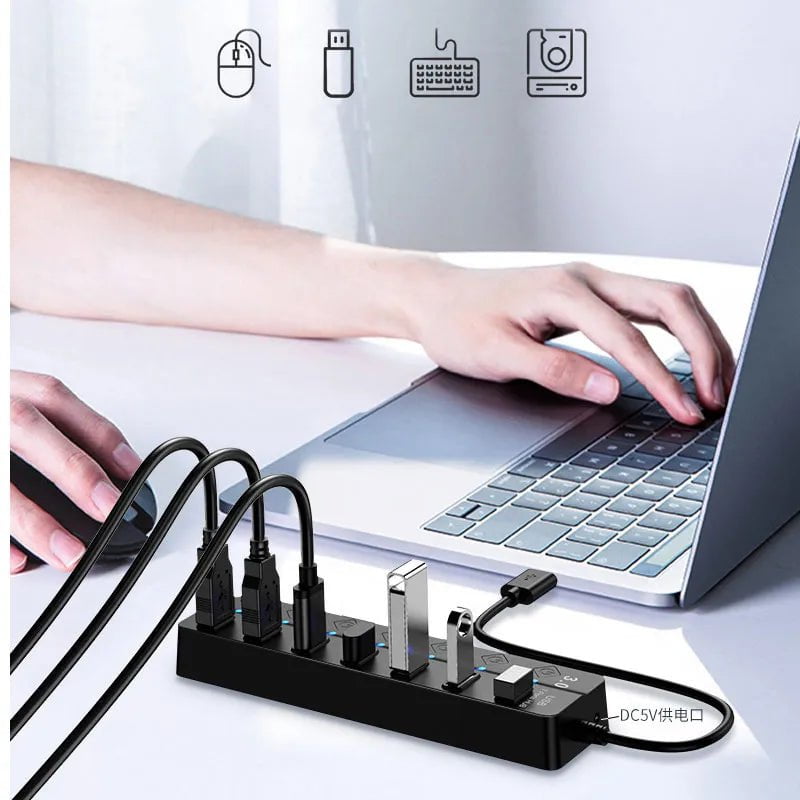 Storazone USB 3.0 Power Adapter 4/7 Port Multi USB Splitter Hub USB Hub 2.0 USB Multiple Expander Switch 30CM Cable Hub Docking Stations