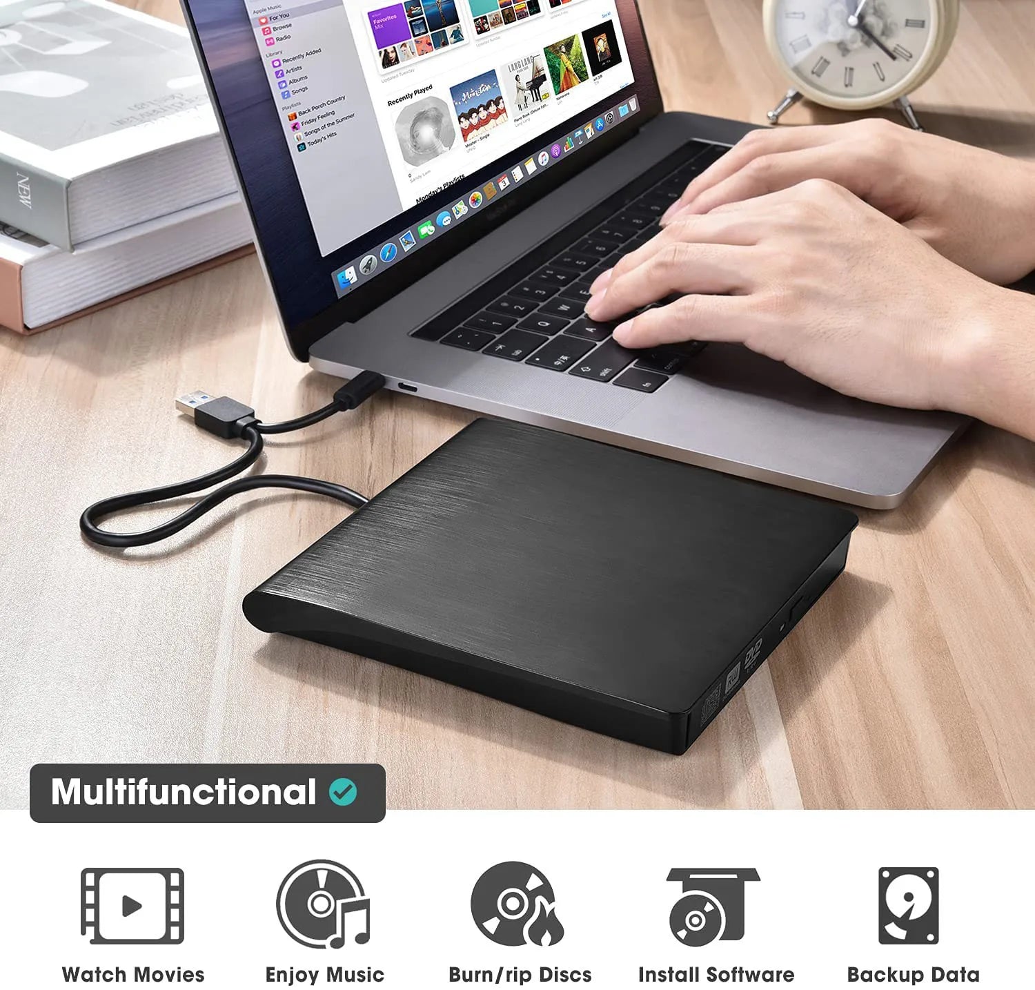 Storazone USB 3.0 Slim External DVD RW CD Writer Drive Burner Reader Player Optical Drives For Laptop PC Dvd Burner Dvd Portatil