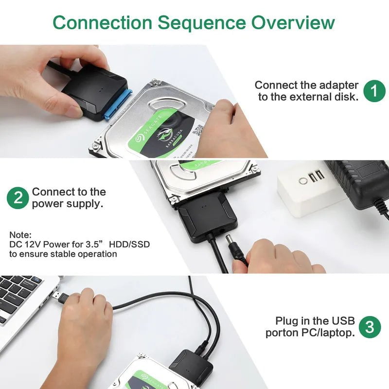 Storazone USB 3.0 To Sata 3 Adapter Converter Cable USB3.0 Hard Drive Converter Cable For Samsung Seagate WD 2.5 3.5 HDD SSD Adapter