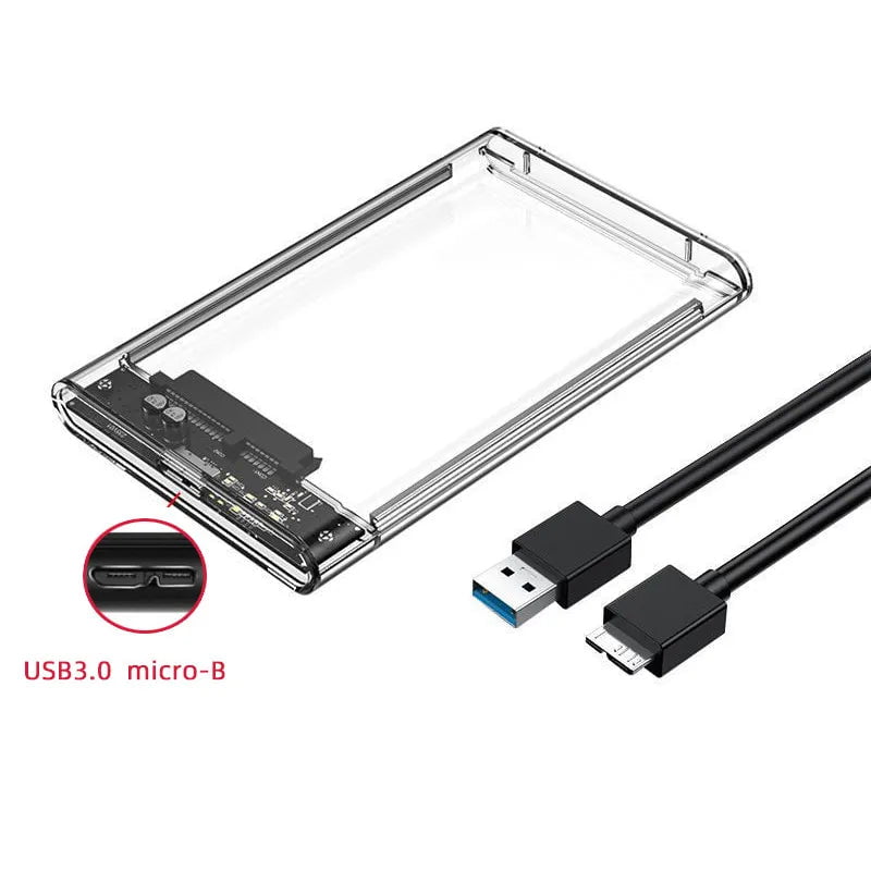 Storazone USB 3.0 USB 3.0/Type C External Hard Drive Enclosure for 2.5 Inch SATA HDD and SSD Transparent Hard Disk Case Tool-Free Support UASP