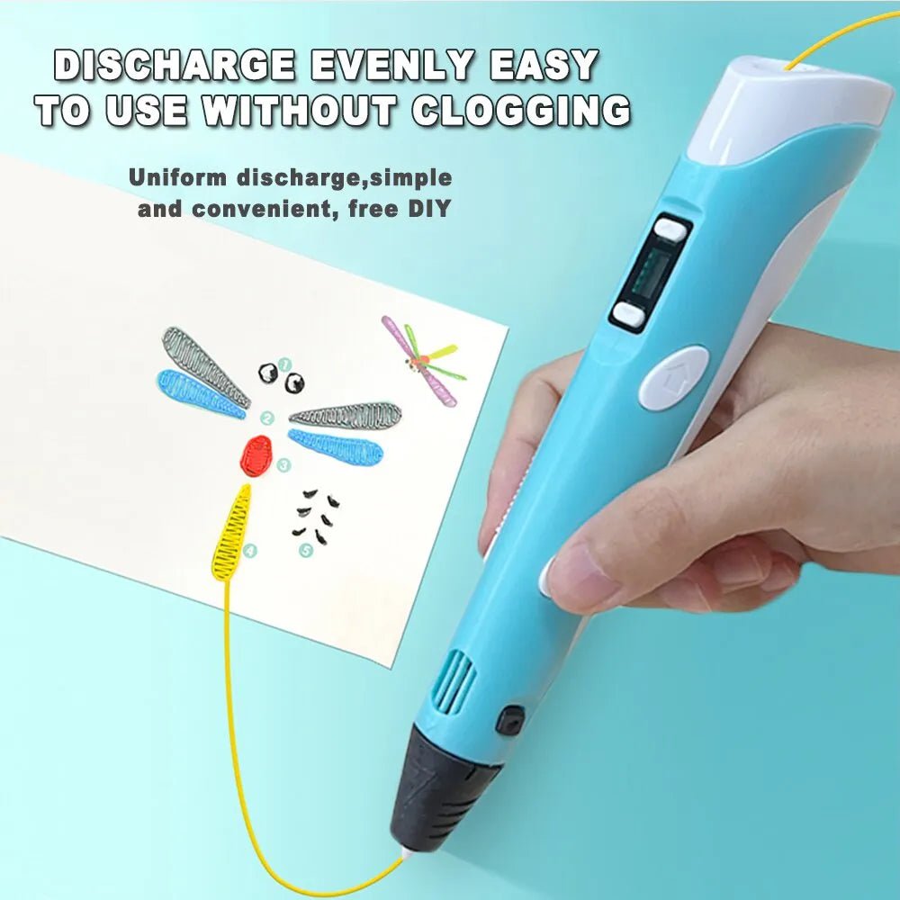 Storazone USB 3D Printing Pen DIY Drawing 9M PLA Filament Three-dimensional Graffiti Toys Art Tools For Kids Birthday Christmas Day Gift