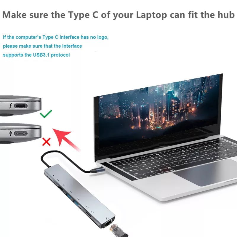Storazone USB C HUB Type C Splitter Thunderbolt 3 Docking Station Laptop Adapter With For Macbook Air M1 iPad Pro RJ45 HDMI
