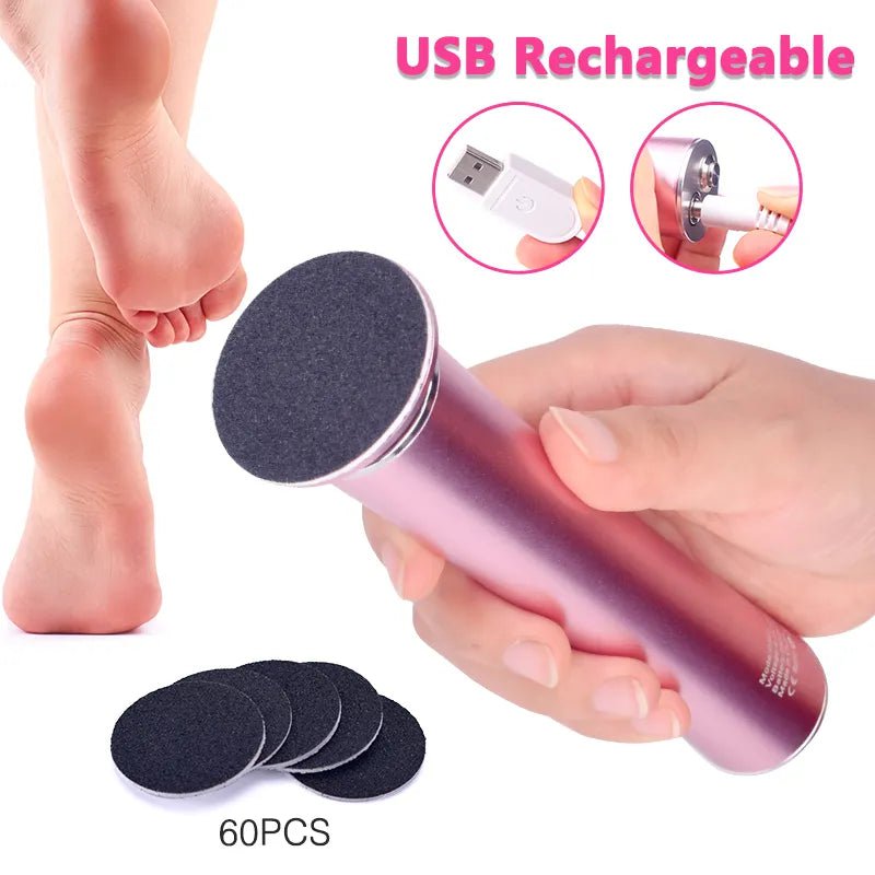 Storazone USB Rechargeable Wireless Electric Foot File Cuticle Callus Remover Machine Pedicure Tools Foot Heel Care Tool With Sandpaper