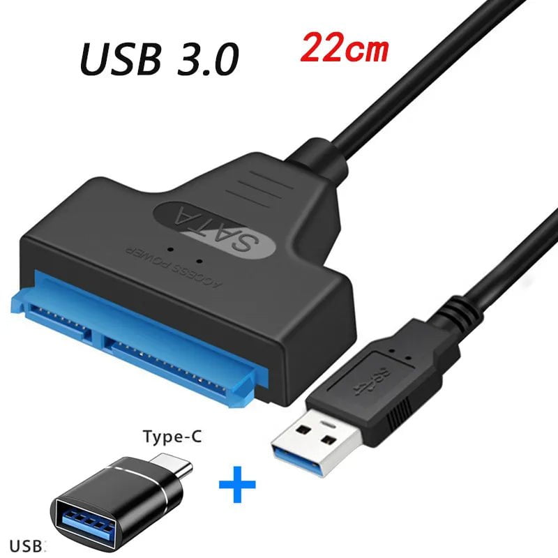 Storazone USB3.0 Type-c 22cm / CHINA USB 3.0 to SATA Cable USB C to SATA III Hard Drive Adapter UP To 6Gbps Support  2.5" HDD SSD Hard Drive 22 Pin Sata III for PC