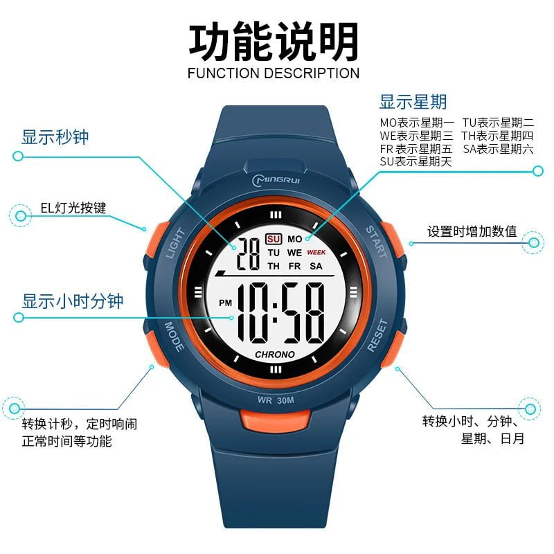 Storazone UTHAI CE49 Kids Watches Fashion Luminous Waterproof Alarm Clock Smart Watches Boys and Girls Student Electronic Watch Gift