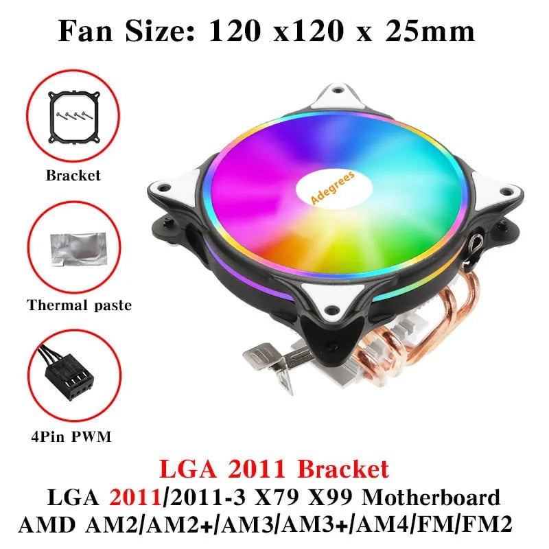Storazone V12-4PIN 1 / Transparent / Fixed Color | CHINA CPU Cooler 120MM 4 Heatpipes PC Radiator PWM 4PIN for Intel LGA 1366 1155 1150 1151 1200 1700 2011 X79 X99 AM4 Black Cooling Fan