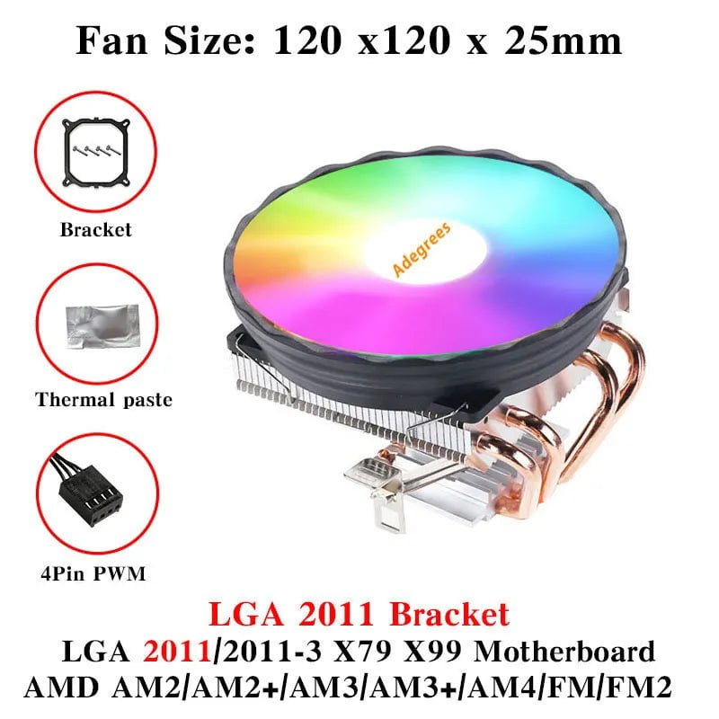 Storazone V400-4PIN 1 / Transparent / Fixed Color | CHINA CPU Cooler 120MM 4 Heatpipes PC Radiator PWM 4PIN for Intel LGA 1366 1155 1150 1151 1200 1700 2011 X79 X99 AM4 Black Cooling Fan
