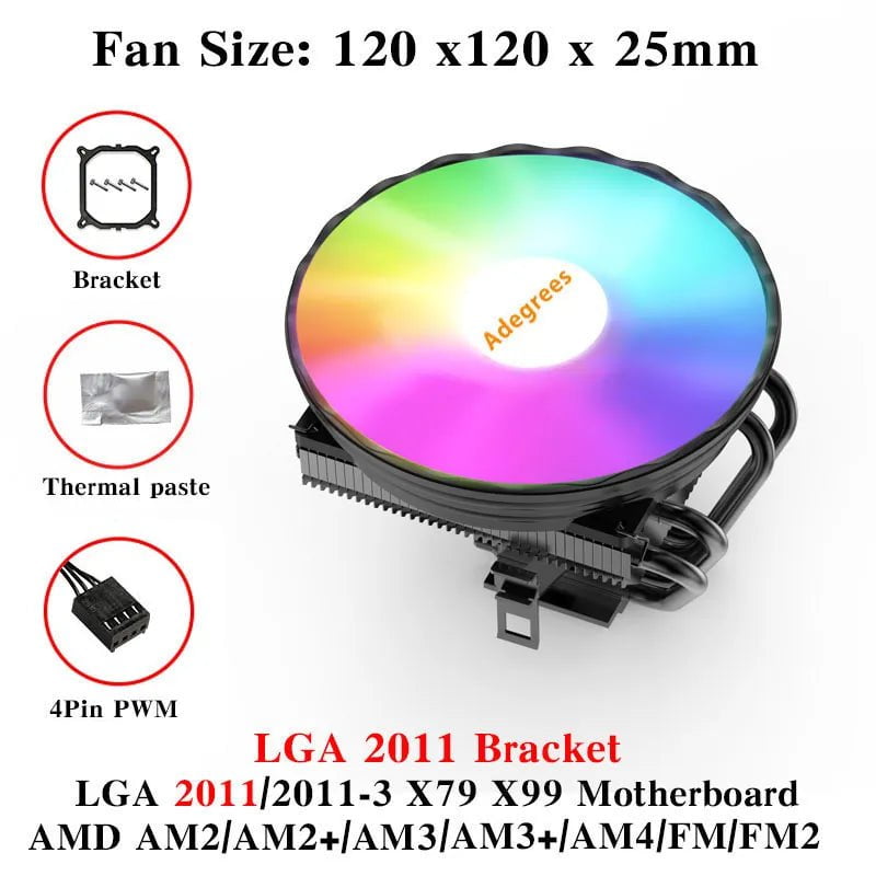 Storazone V400-4PIN-Black 1 / Transparent / Fixed Color | CHINA CPU Cooler 120MM 4 Heatpipes PC Radiator PWM 4PIN for Intel LGA 1366 1155 1150 1151 1200 1700 2011 X79 X99 AM4 Black Cooling Fan
