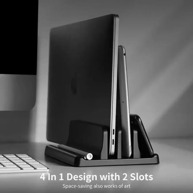 Storazone Vaydeer Plastic Vertical Laptop Stand Holder Adjustable Desktop Notebook Dock Space-Saving 3 In 1 computer stand