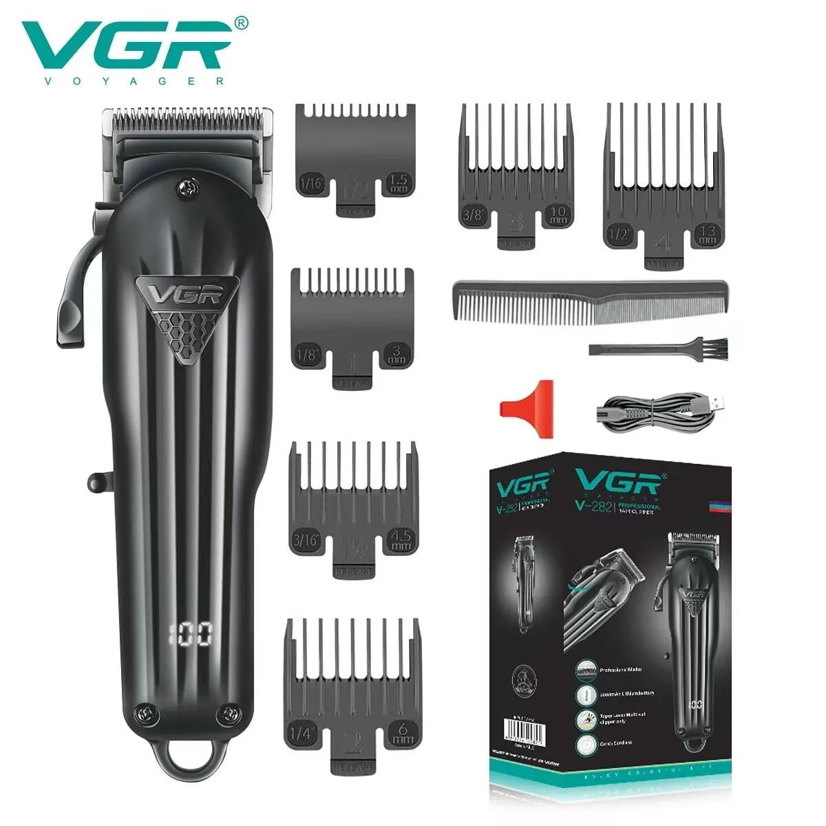 Storazone VGR Hair Clipper Professional Hair Cutting Machine Hair Trimmer Adjustable Cordless Rechargeable V 282