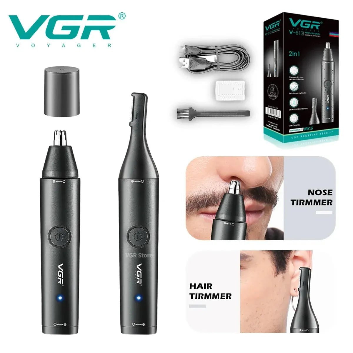 Storazone VGR Nose Hair Trimmer Professional Mini Hair Trimmer Electric Nose Trimmer 2 In 1 Rechargeable Waterproof V 613