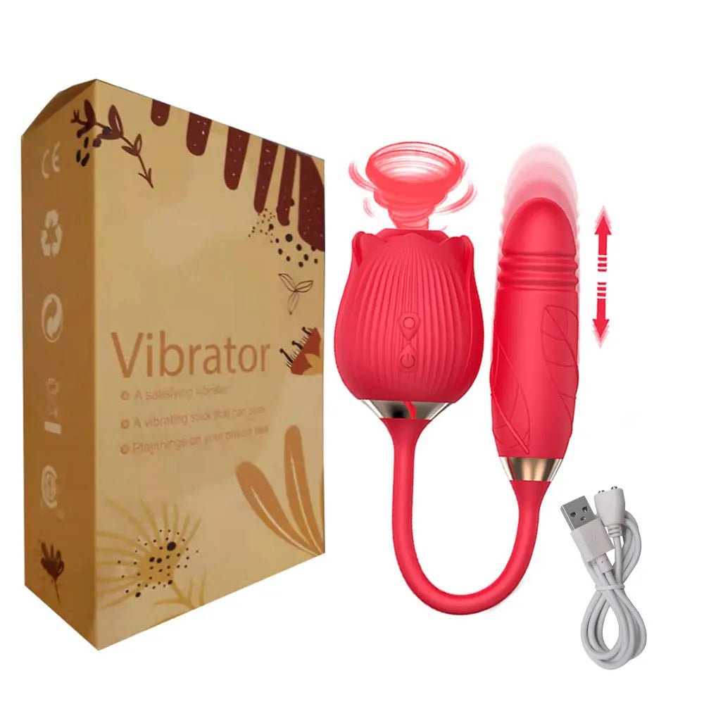 Storazone Vibrator Clitoris 4 / CHINA Rose Shape Vaginal Sucking Vibrators Erotic Nipple  Sucker Oral Sucker 6 Frequency Sucking 6 Licking Clitoris Vibrator for Women