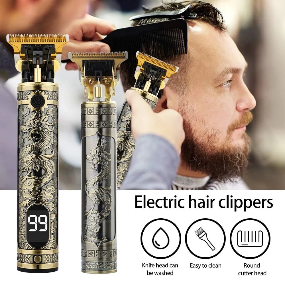 Storazone Vintage T9 Hair Cutting Machine Hair Clipper Professional Cutter Trimmer for Men Cordless Beard Trimmer USB for Barber Dragon