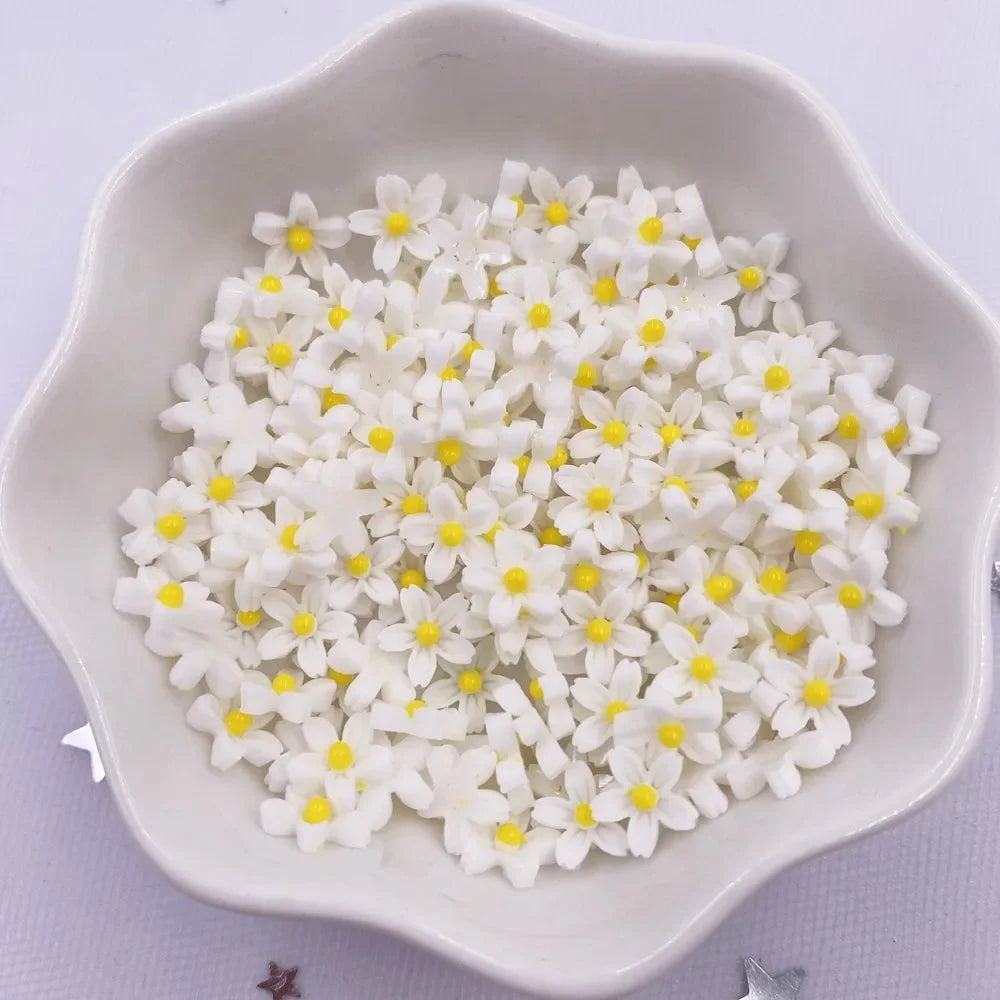 Storazone W 100Pcs 8mm Resin 3D Colorful Mini Flower Gems Flatback Figurines Scrapbook Wedding Applique  Nail Art Decor Crafts  OL560