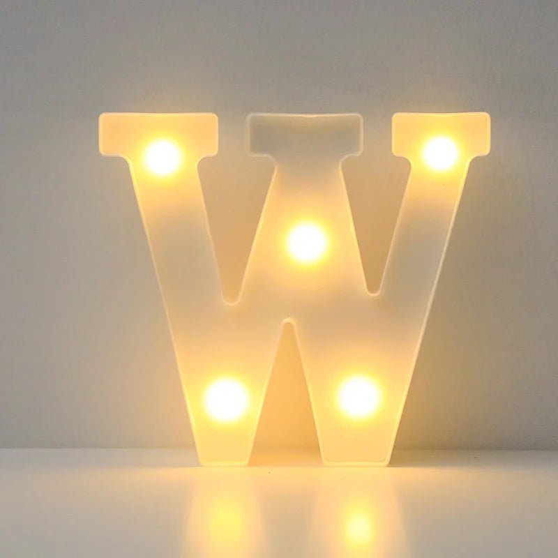 Storazone W / 16cm Alphabet LED Letter Lights Luminous Number Lamp Battery Night Light for Wedding Birthday Christmas Party  Home Decoration